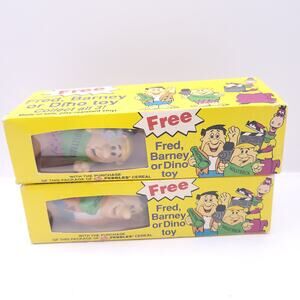 Vintage Flintstones Fruity Pebbles Fred and Barney Toys New In Box